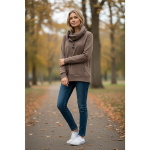 Banana Republic Sweater‎ Womens SM Brown Shawl Collar Button Pullover Minimalist